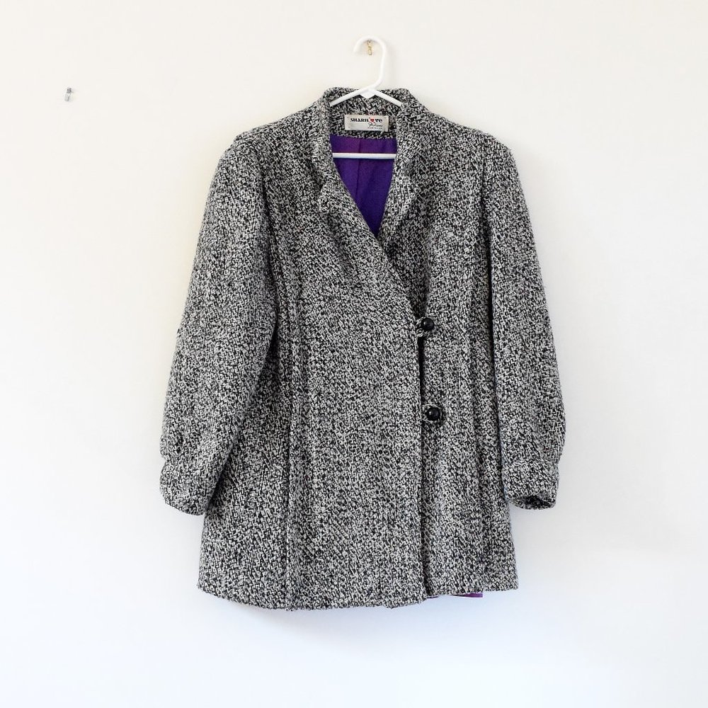 SHARILOVE FASHIONS Vintage Woven Tweed Academia Coat | Size M